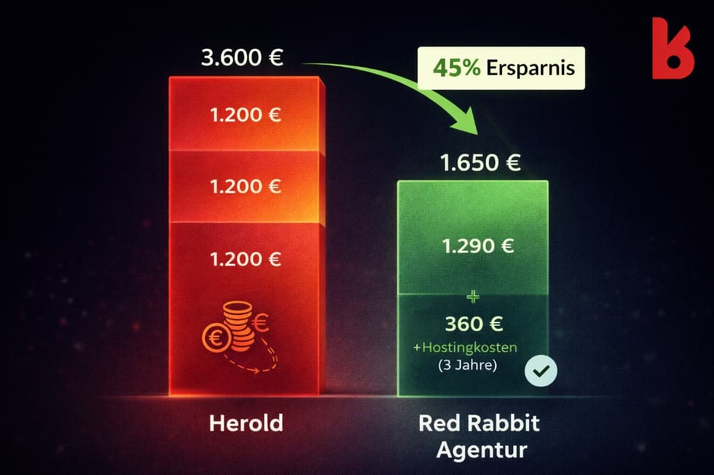 Kosten-Vergleich: Herold vs. Red Rabbit Media über 3 Jahre