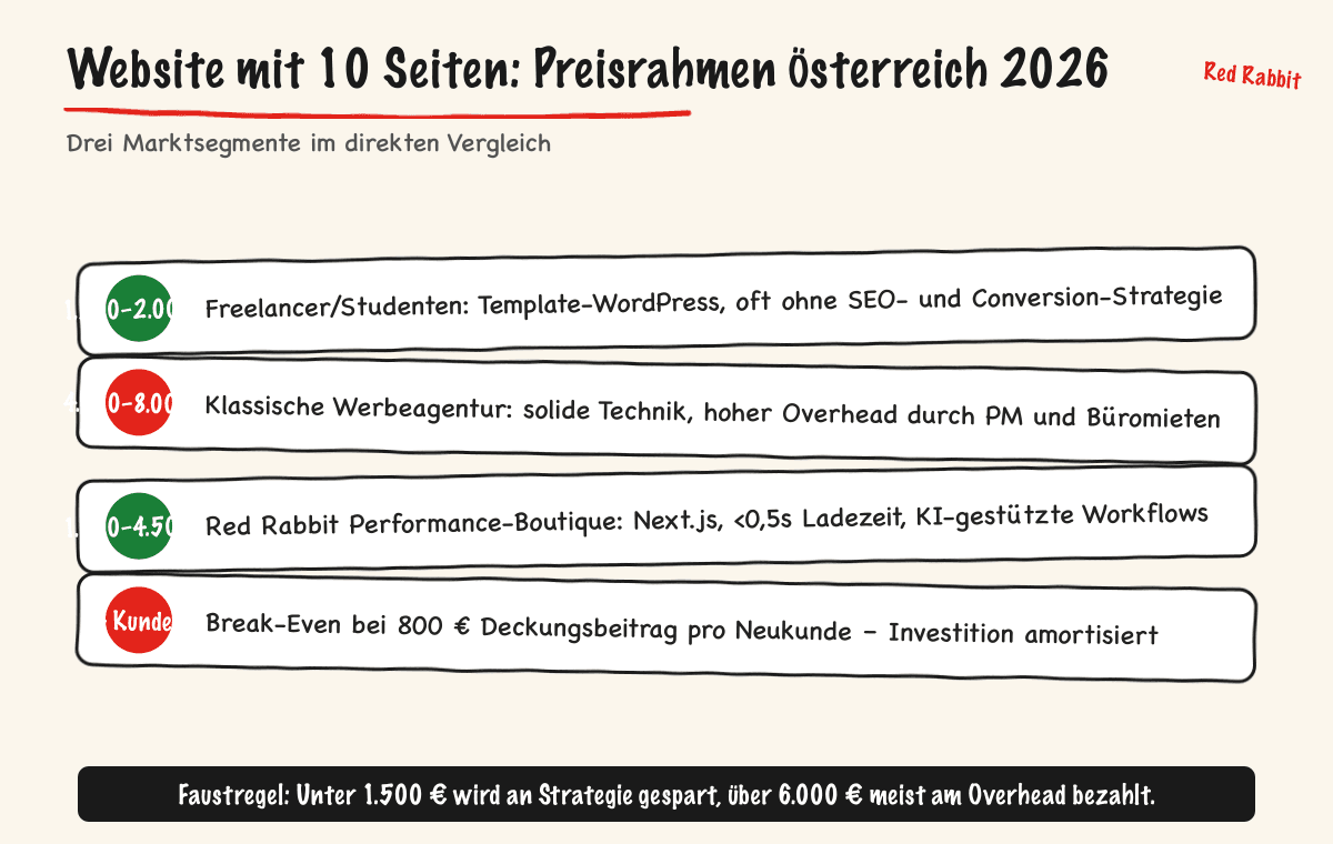 Website mit 10 Seiten: Preisrahmen Österreich 2026