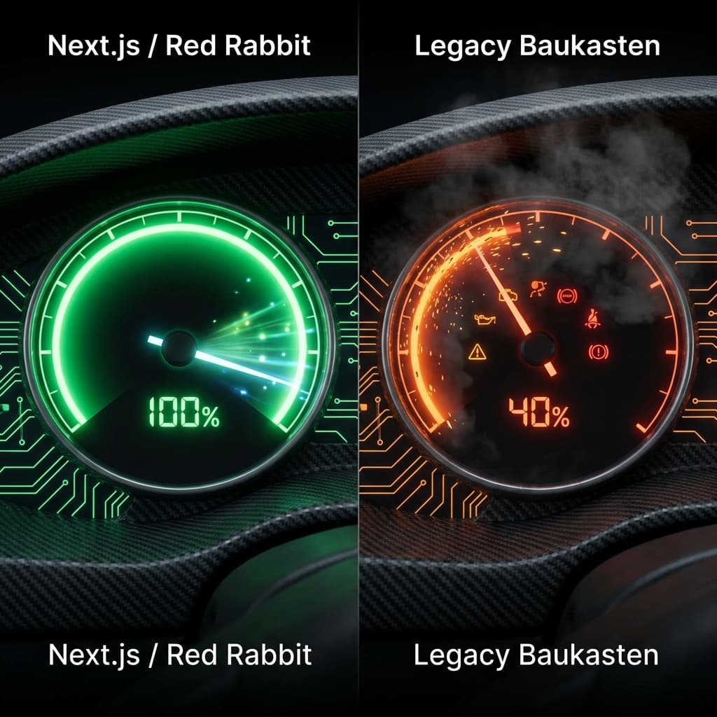 Grafik: Performance & SEO Vergleich – Speedometer