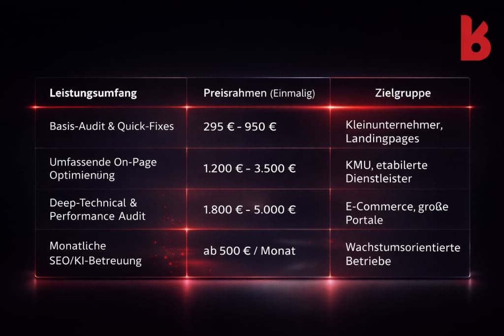 Website-Optimierung Kosten 2026: Preis-Tabelle für Audits und SEO in Österreich