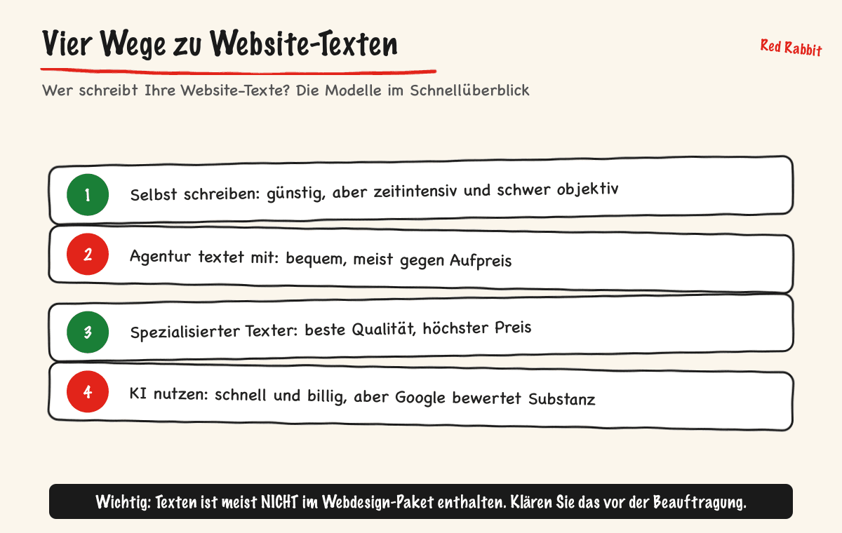 Vier Wege zu Website-Texten