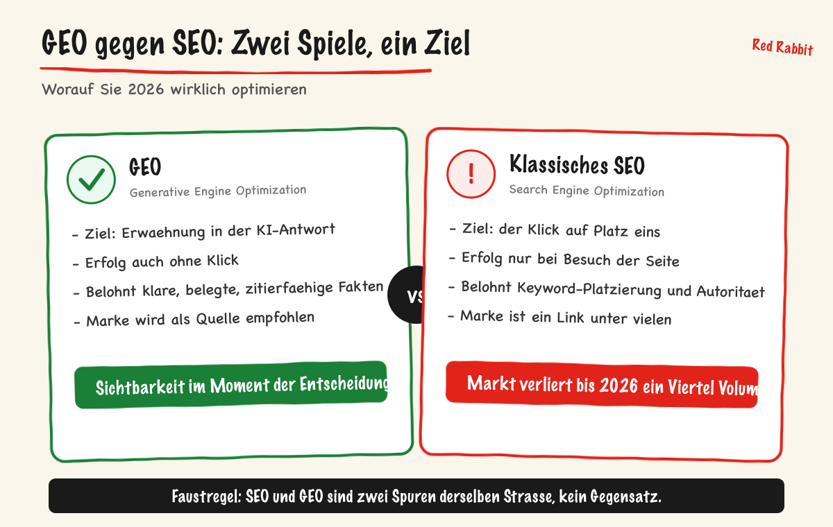 GEO gegen SEO: Zwei Spiele, ein Ziel