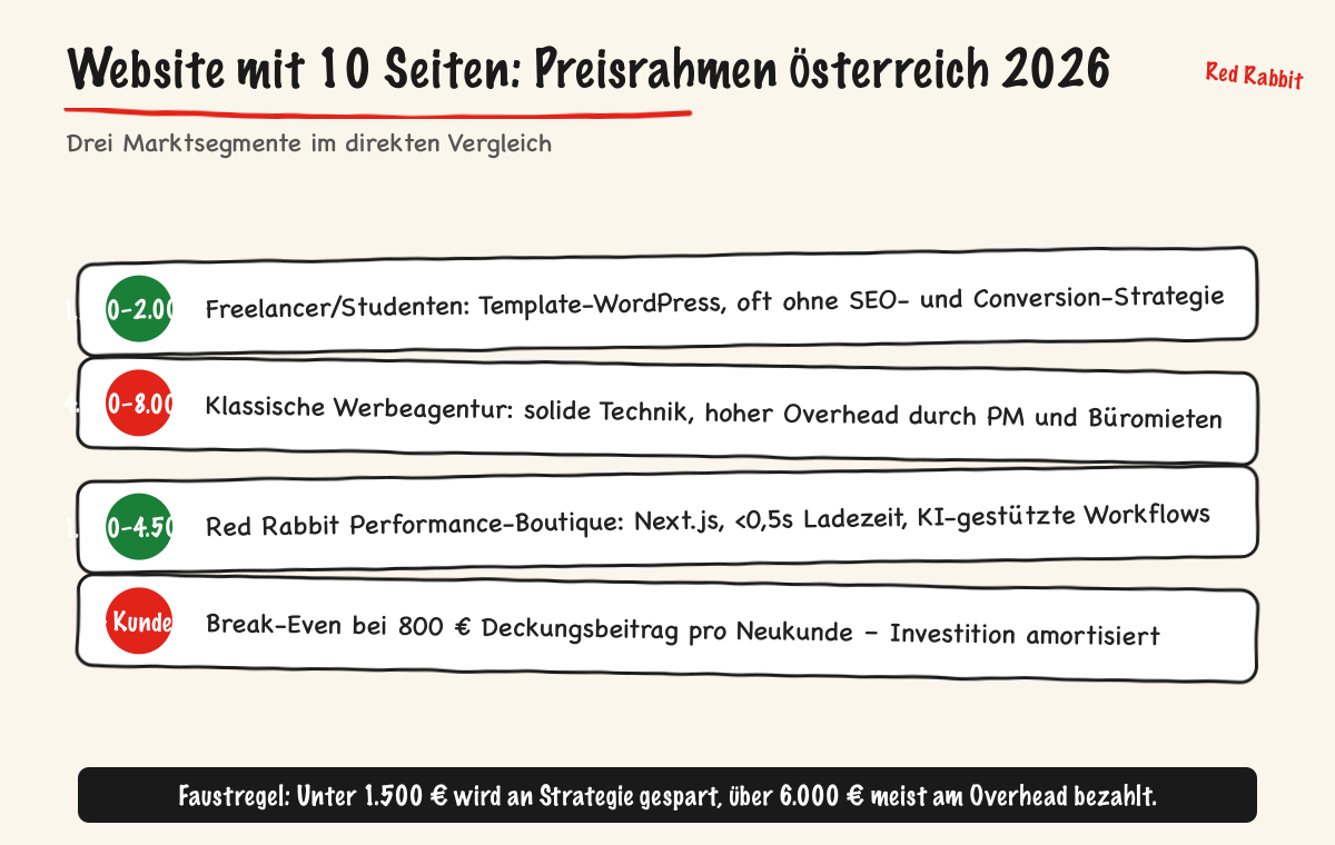 Website mit 10 Seiten: Preisrahmen Österreich 2026