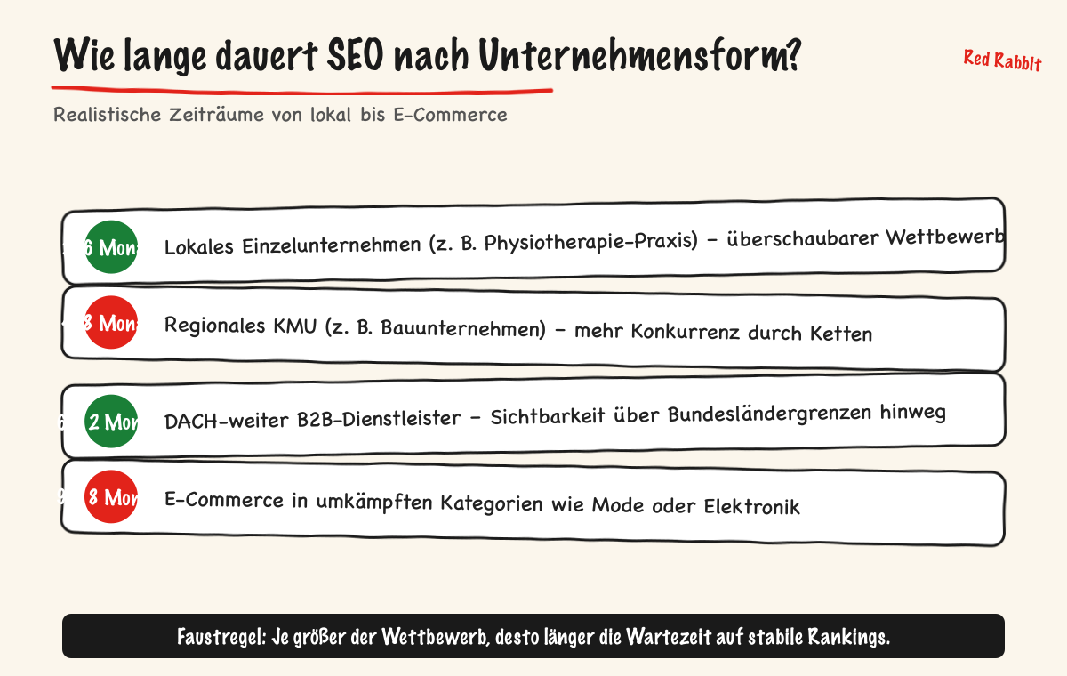 Wie lange dauert SEO nach Unternehmensform?